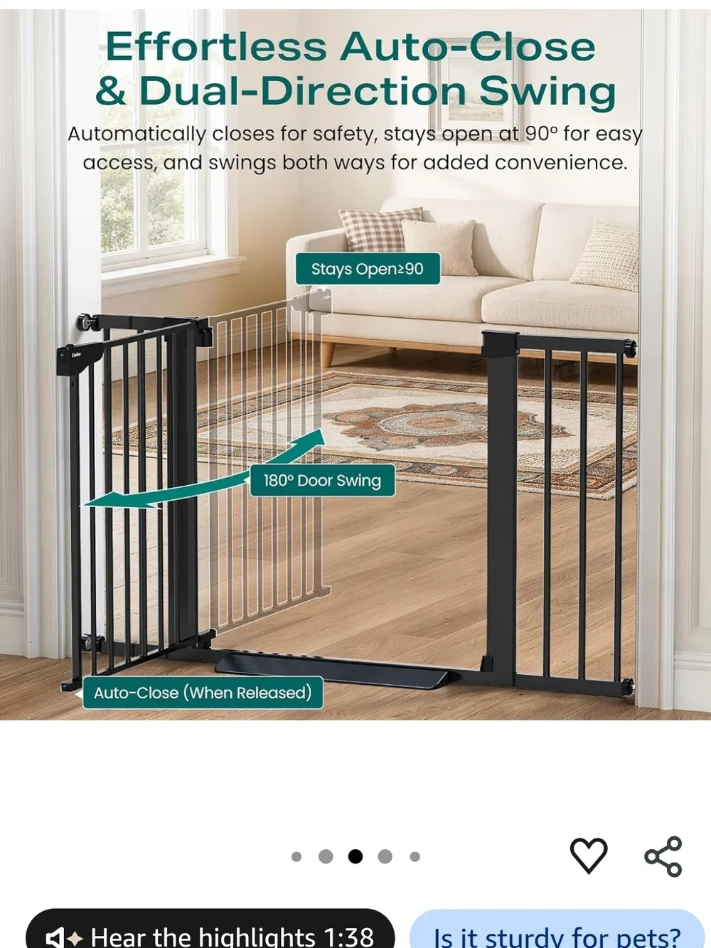 Lock Black Pet Safety Gate for Dogs